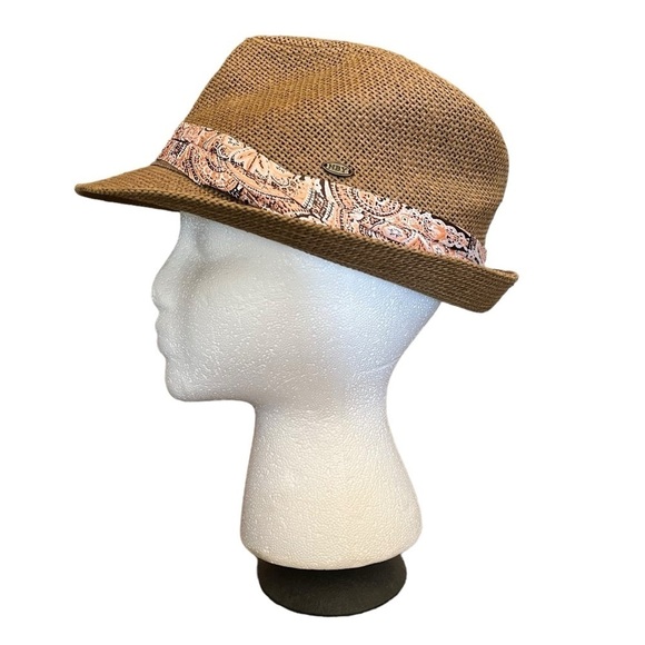 HBY Miami Fedora Hat Size M Paper Straw Paisley Band Vacation Vibes Summer Sun - Picture 1 of 10